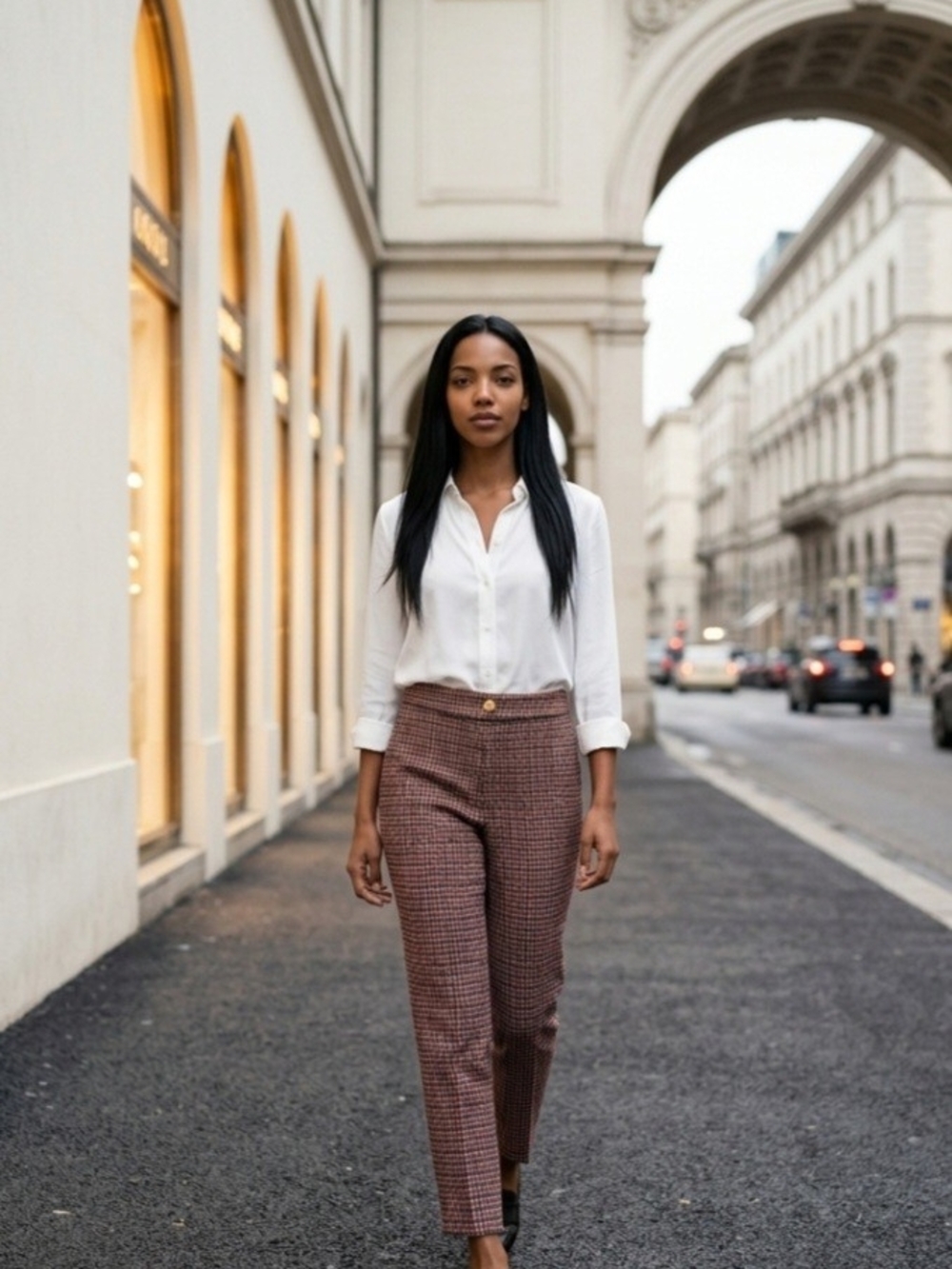 Zara RED WHITE & BLUE Plaid Leggings